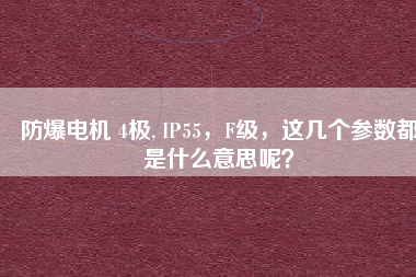 防爆電機 4極, IP55，F(xiàn)級，這幾個參數(shù)都是什么意思呢？